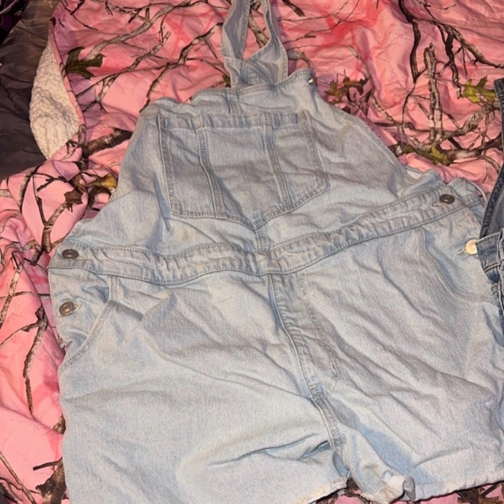 Light Wash Denim Short Overalls